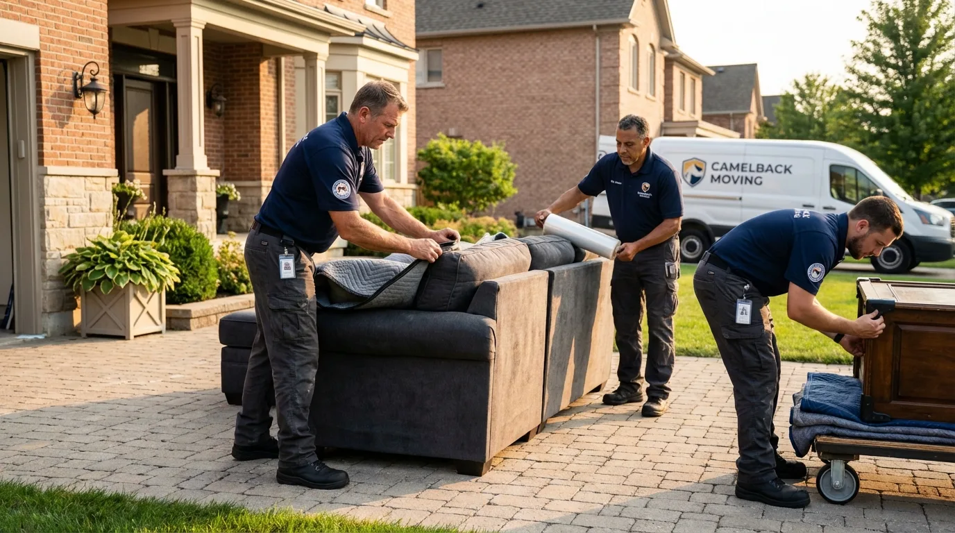 Large estate moving crew wrapping furniture in Whitewright, TX
